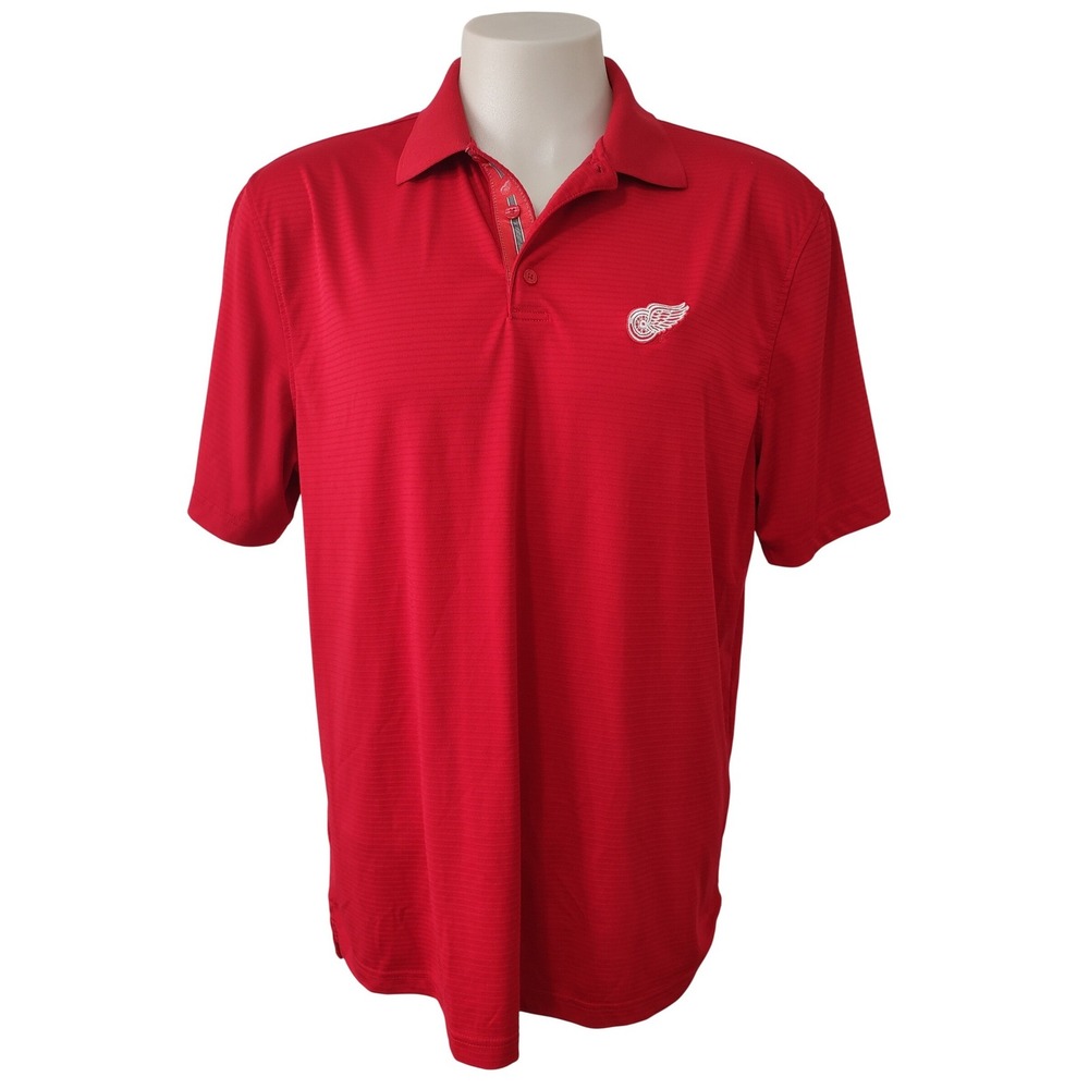 Levelwear Detroit Red Wings Polo Men's Large Red Short Sleeve Hockey Fan Shirt L